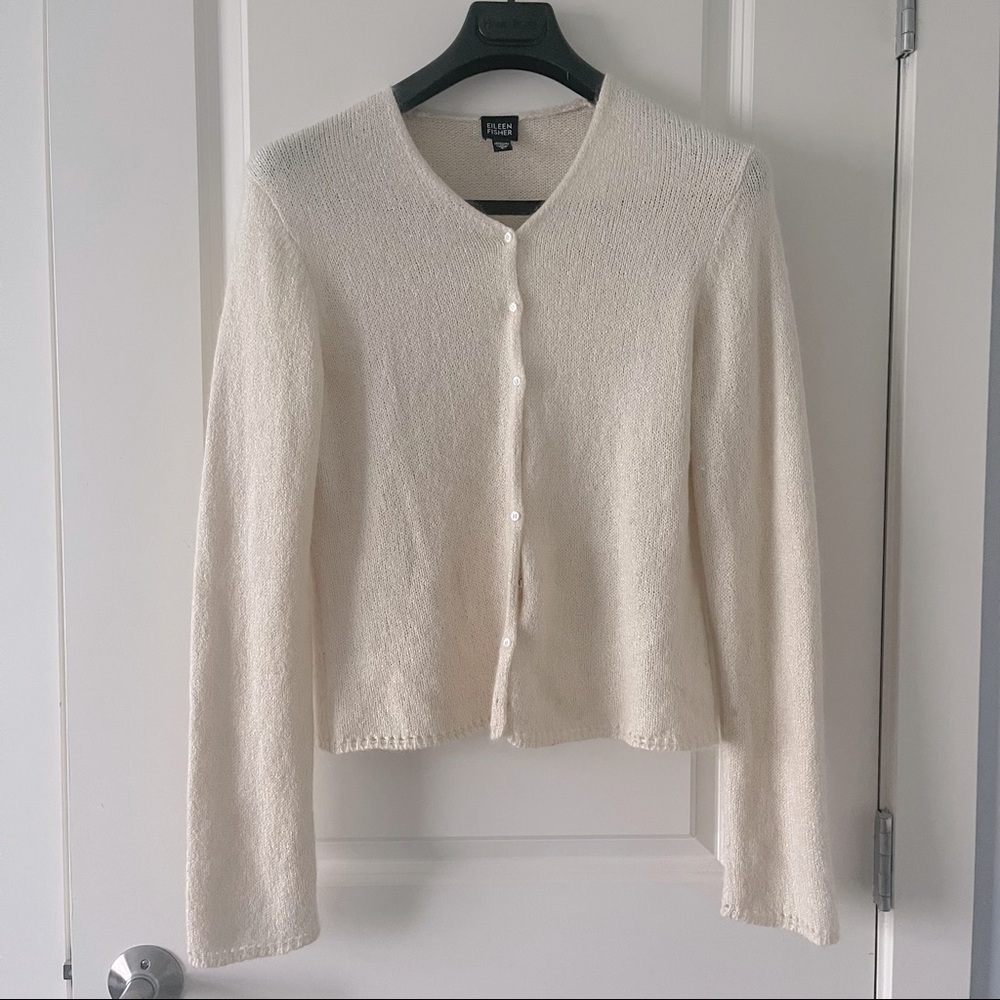EILEEN FISHER // silk/wool blend button down classic fit cardigan